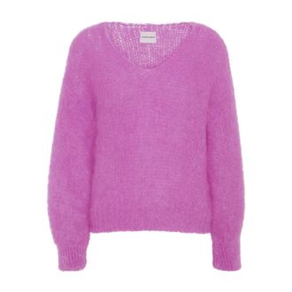 Americandreams Milana LS Mohair Knit - Dames - V-hals truien - Paars - XL - Wol - Truien & Vesten