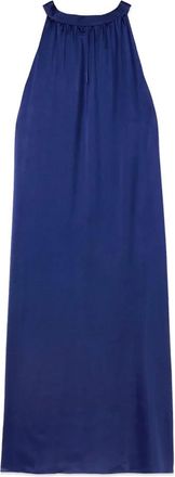 Oltre Lange A-lijn jurk van satijn - Dames - Casual kleedjes - Blauw - M - Satijn - Kleedjes