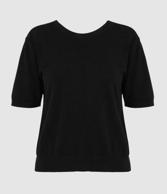 Ganni Top Sheer Back Tie Black