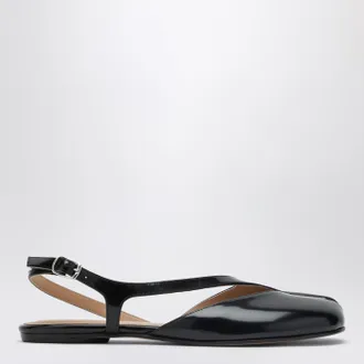 Maison Margiela Black brushed leather Tabi slingback sandals