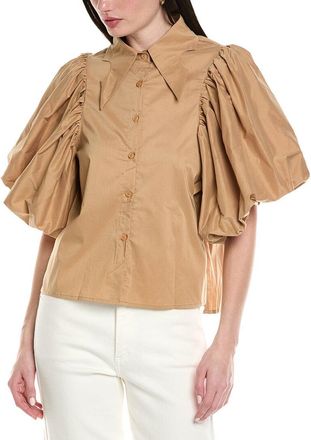 Avantlook Lantern Sleeve Button Front Top