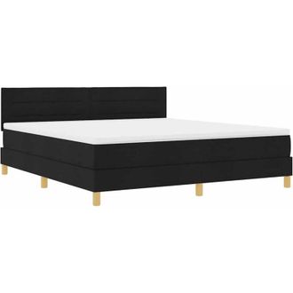 vidaXL LED Box Spring Bed with Mattress Black 180 x 200 cm Fabric vidaXL