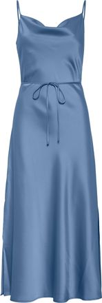 Y.A.S Spaghettikleid Y.A.S YASTHEA STRAP LONG DRESS S. NOOS, Damen, Gr. 46, N-Gr, blau (ashleigh blau), Web, Obermaterial: 100% Polyester, unifarben, wadenl
