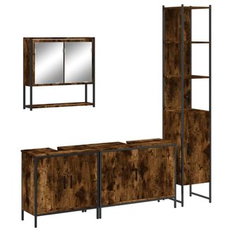 Berkfield Home 4 Piece Bathroom Furniture Set Smoked Oak Engineered Wood in Brown