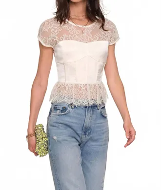 Heartloom Lace Bustier Peplum Top In Ivory