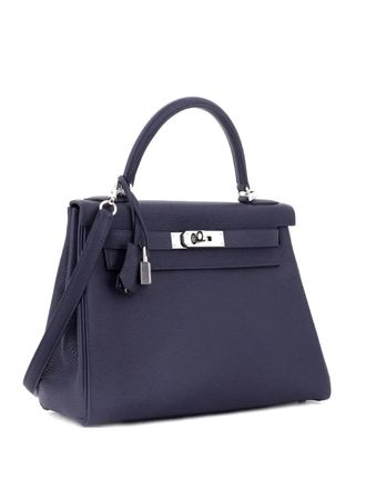 Herm&egrave;s Borsa a mano Kelly 28 in pelle Togo con dettagli in palladio - Blu