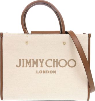 Jimmy Choo London Canvas Leather Shoulder Bag (Pre-Owned)