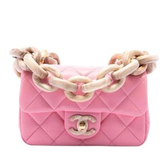 Chanel Pre-owned Mini Flap Bag - Dames - Pre-owned - Roze - Maat: ONE Size Leer