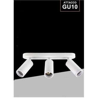 Trade Shop Trade Shop Traesio - Trade Shop - Applique Plafoniera Orientabile Da Soffitto Parete 3 Diffusori Lampada Gu10 Ts-3 - Blanco