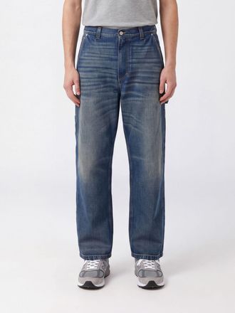 Haikure Jeans Sibilla a gamba larga in denim di cotone blu con vita media a cinque tasche