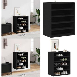 vidaXL Scarpiera Nera 60x35x70 cm in Truciolato - Scarpiera nera - Scarpiera per casa