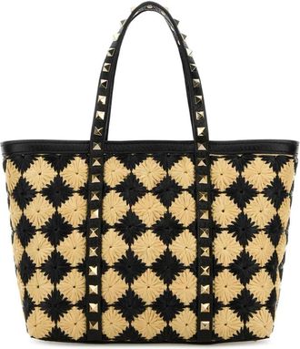 Valentino Garavani Geborduurde Raffia Mini Rockstud Handtas - Dames - Shoppers - Veelkleurig - ONE Size - Tassen