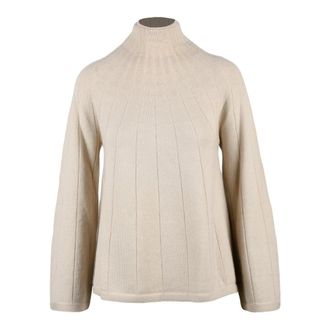Max Mara trui met wijde mouwen en hoge hals - Dames - Coltruien - Beige - XS - Wol - Truien & Vesten