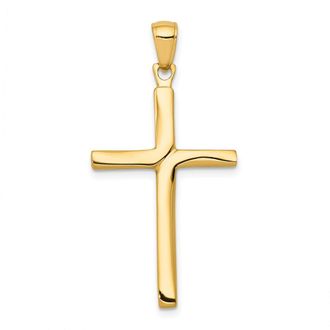 Diamond2Deal 10k Yellow Gold Polished Finish Accent Stick Cross Pendant