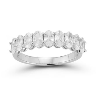 Glaze Jewelry Sterling Silver Oval Half Eternity Ring