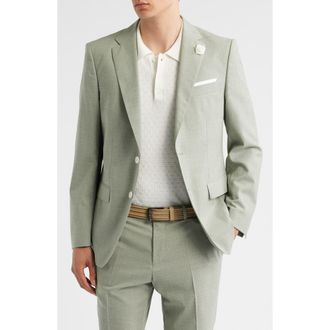 BOSS Hutson Slim Fit Microcheck Wool Blend Sport Coat in Med Grn at Nordstrom Rack, Size 36 Regular