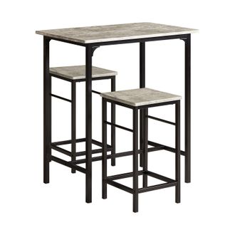 SoBuy Set 3 Pezzi Tavolo Con 2 Sgabelli Mobile Bar Per Casa Stile Industriale Grigio, L80p50a88cm, Grigio Ogt10-hg - Sobuy