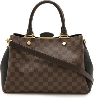 Louis Vuitton Noir Damier Canvas Leather Handbag Shoulder Bag Tote Bag (Pre-Owned)