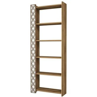 Dmora Dmora - Estante para libros Destéve, Estante de oficina, Porta libros móvil, Biblioteca, 65x24h170 cm, Nogal y Blanco