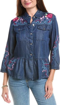 Johnny Was Peplum Denim Jacket