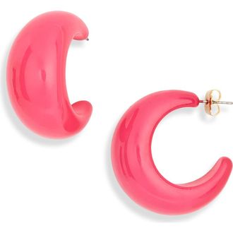 Leith Puffy Resin Hoop Earrings in Coral at Nordstrom Rack