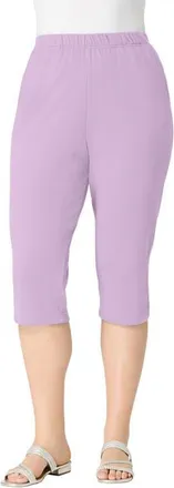 Roaman's Plus Size Soft Knit Relaxed Pull On Capri Pant in Pale Lavender at Nordstrom, Size 4X