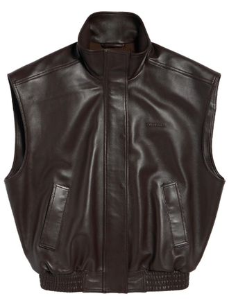 Balenciaga Brown Solid Mandarin Collar Jacket