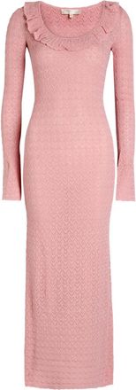 LoveShackFancy Tawnie ruffled knit maxi dress - women - Viscose/Nylon/Nylon/Spandex/Elastane - S - Pink