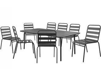 Habitat et Jardin Conjunto De Muebles De Jard&iacute;n Met&aacute;licos bilbao - 8 Plazas - Gris