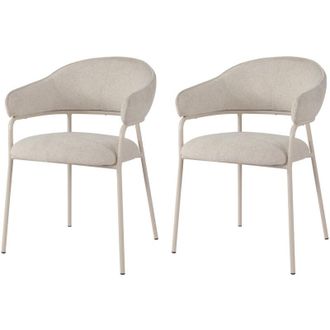 Mobili Rebecca Mobili Rebecca - Sillas Rebecca Mobili Dorstenia 82,5x57x56,5 Tela De Poli&eacute;ster Acero Blanco Perla Moderno Conjunto 2