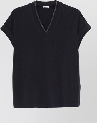 Brunello Cucinelli v-neck t-shirt featuring rolled cuffs