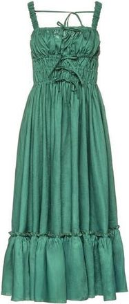 VASILIKI Amara Ruched Midi Linen Dress in Emerald at Nordstrom, Size Medium