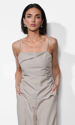 Greylin Acacia Foldover Asymetric Top In Beige