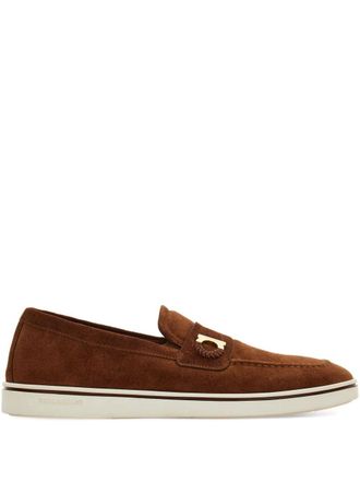 Ferragamo Mens Boat Shoe Loafer With Gancini Ornament