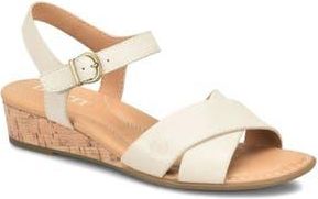 B&oslash;rn Paige Wedge Sandal in Cream Leather at Nordstrom Rack, Size 11