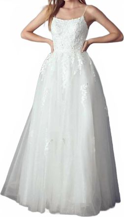Juliet Floral Applique A-Line Wedding Gown In White