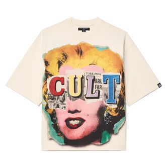 Cult of Individuality Oversized Short Sleeve Crew Neck Tee Every Secret Has A Lie In Winter White