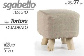 Trade Shop Trade Shop - Pouf Sgabello Poggiapiedi Quadrato Pouff Tessuto Piedi Legno Tortora 27x28cm 790010