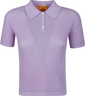 Guest In Residence Shrunken Cropped Ribbed Cashmere Polo Shirt