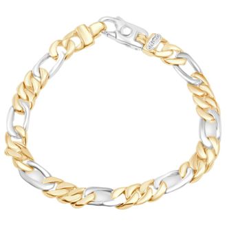 Pompeii3 Mens Figaro Link 14k Gold (43gram) or Platinum (69gram) 8mm Bracelet 8.5