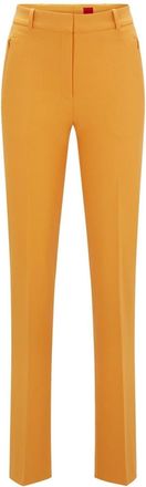 HUGO BOSS Hugo Womens Hinovi Solid Patterned Straight Trousers in Medium Orange - Size 10 UK