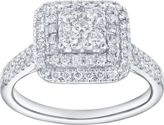 LuvMyJewelry Caelisse 1.25 Ct 14K Gold Cushion Halo Diamond Ring in 14K White Gold at Nordstrom, Size 7