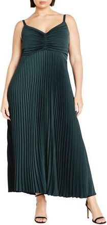 City Chic Ariana Pleat Dress in Emerald at Nordstrom Rack, Size Xs/14W