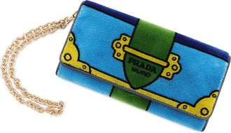 Prada Blue Multi-Color Leather Chain/Shoulder Wallet (Pre-Owned)