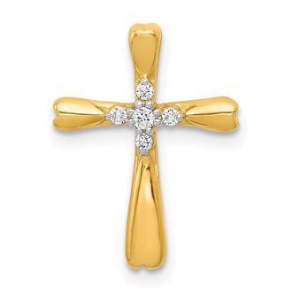 Diamond2Deal 10K Gold 1/20ct. 5-Stone Diamond Cross Chain Slide Pendant