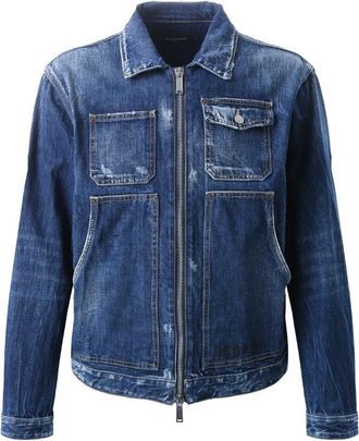 Dsquared2 Mens Dark Semplice Carpenter Jean Jacket Navy Blue Cotton - Size Medium
