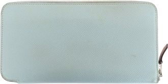 Hermès Light Blue Epsom Leather Silk Long Wallet (Bi-Fold) (Pre-Owned)