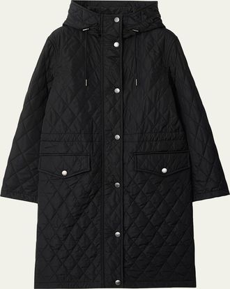 Burberry Hillgate Quilted Long Hooded Jacket