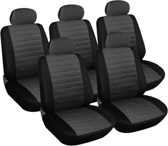 Woltu 5x Fundas De Asiento Para Coche Universal Delantero Y Traseros Cubierta Para Asiento Autom&oacute;vil Sin Bolsa De Aire Poli&eacute;ster Gris - Woltu