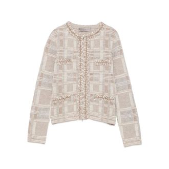 D.exterior Cardigan in Boucl&eacute; a Quadretti - - Knitwear - Donna - Beige - L